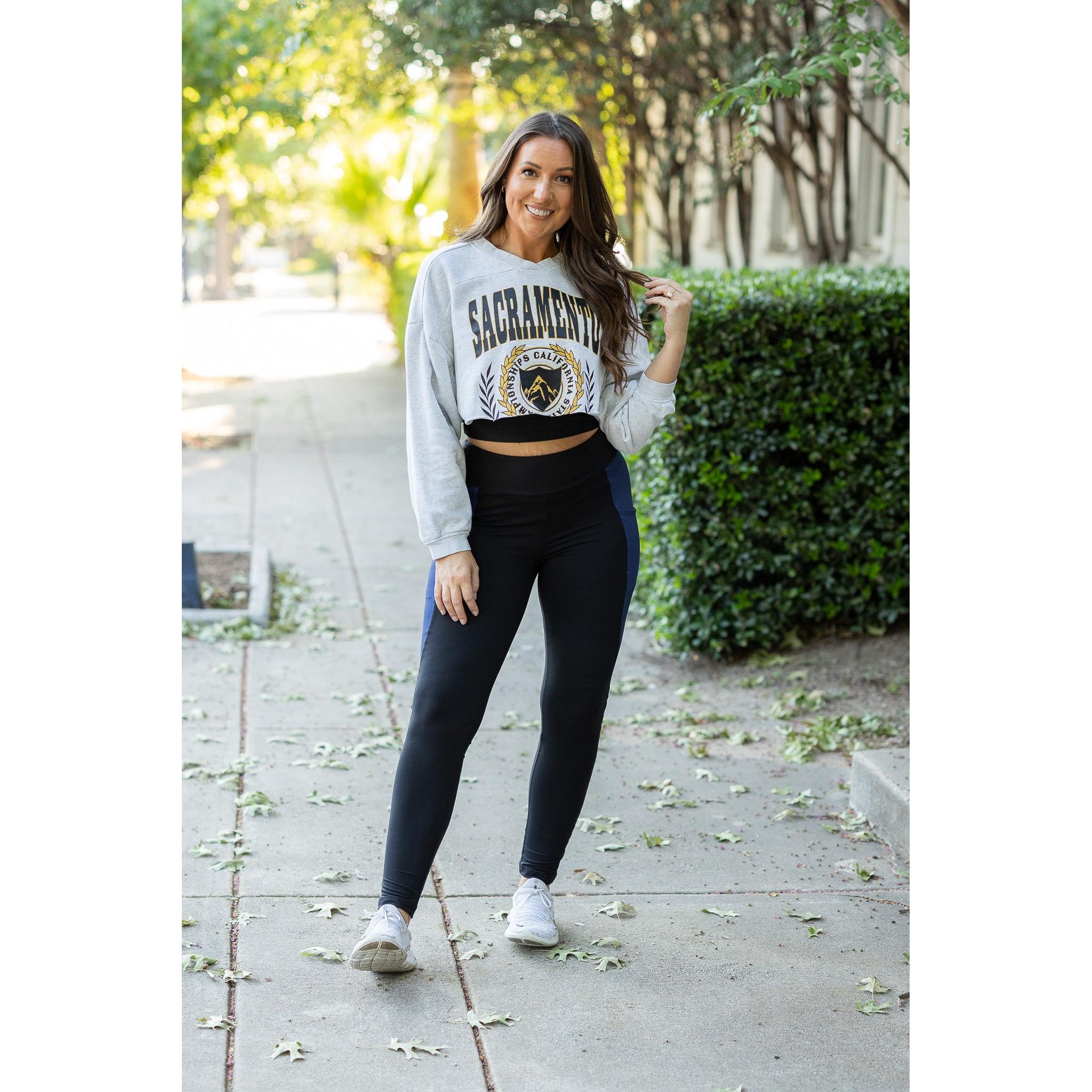 Ready to Ship | The Billie- Blue Panel Full Length Leggings